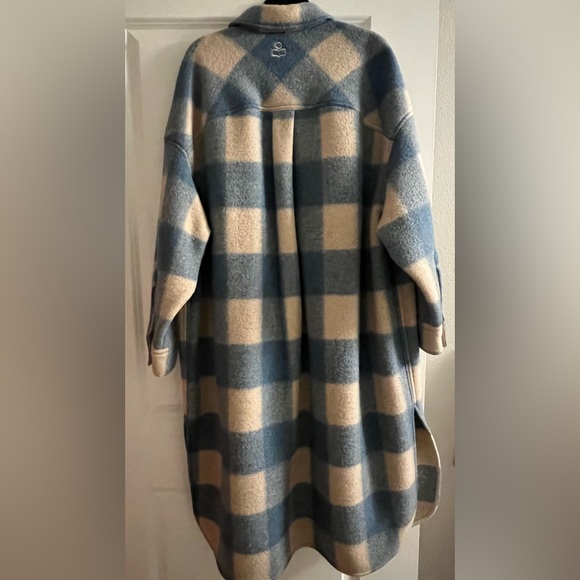 Isabel Marant Etoile Fontizi Plaid Light Blue and Cream Oversized Coat T1 - Picture 2 of 12